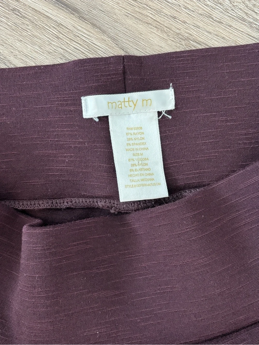 Matty M Control Top High-Waist Plum Maroon Leggings